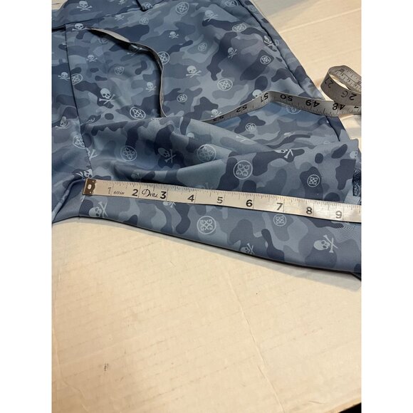 G/Fore G4 Golf Shorts Camo Skulls Tees all over Print 32 Baja Blue preppy - Picture 10 of 11